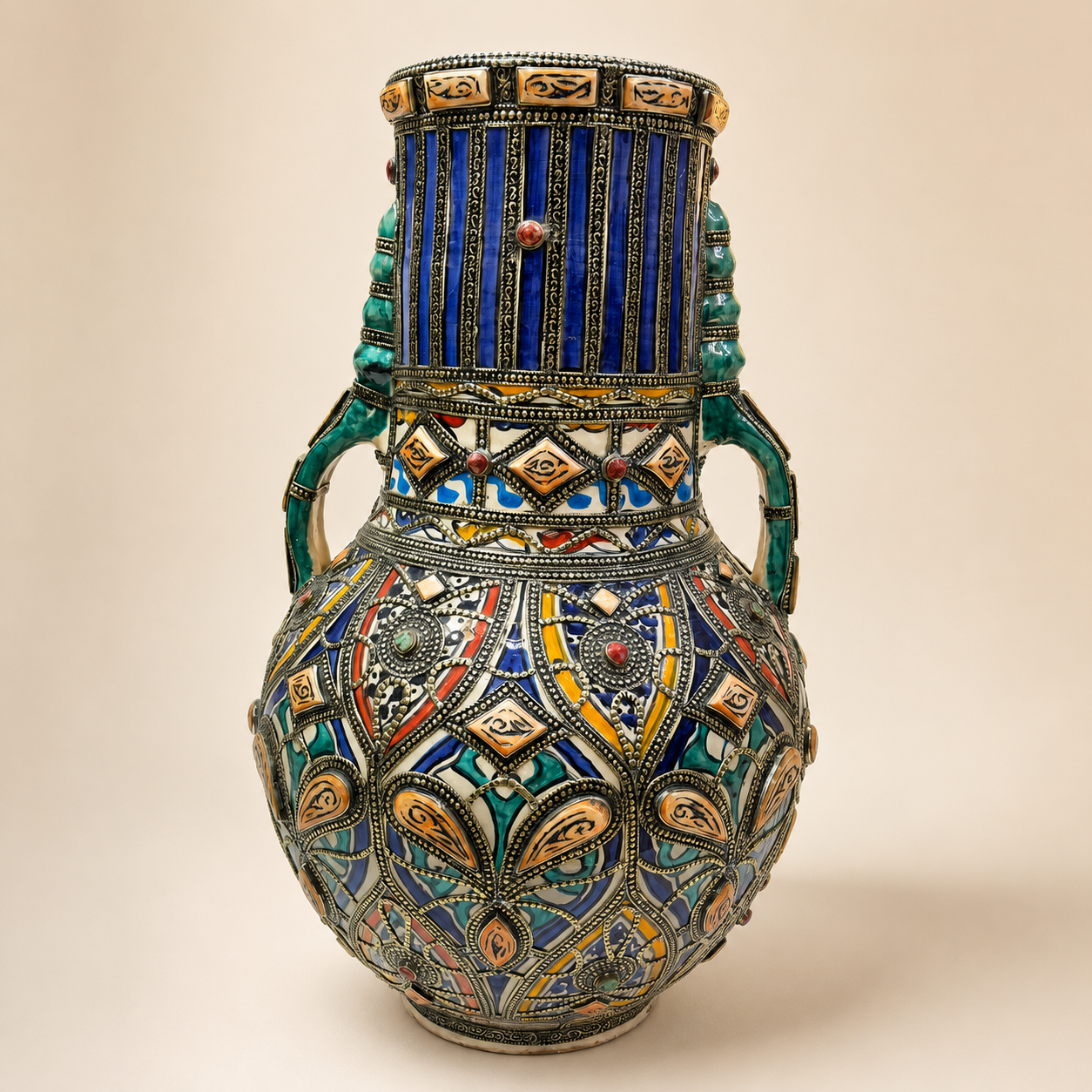 Multicolor Handled Vessel